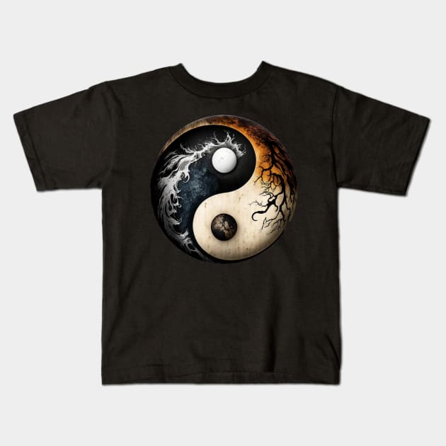 Yin Yang - Plasma Fractal Kids T-Shirt by BeachBumPics